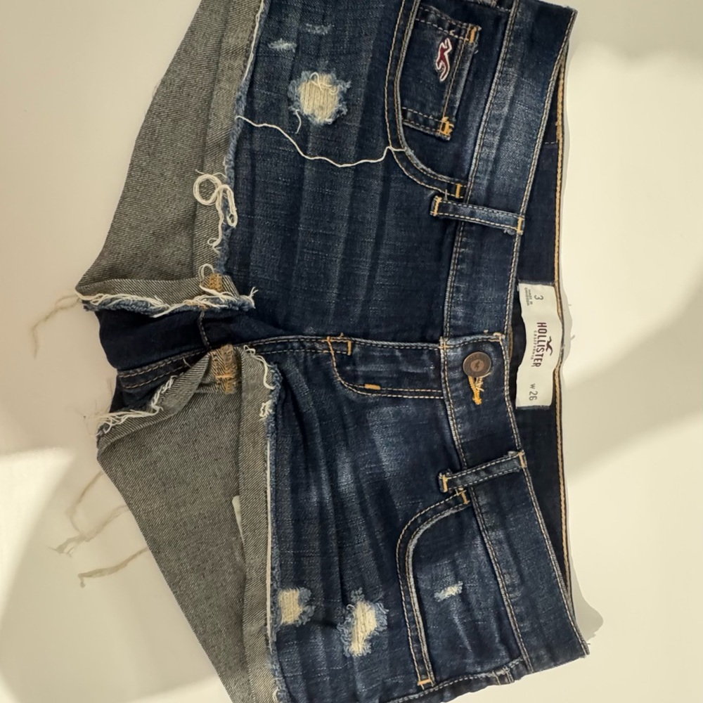 Hollister Dark Blue Ripped Denim Shorts